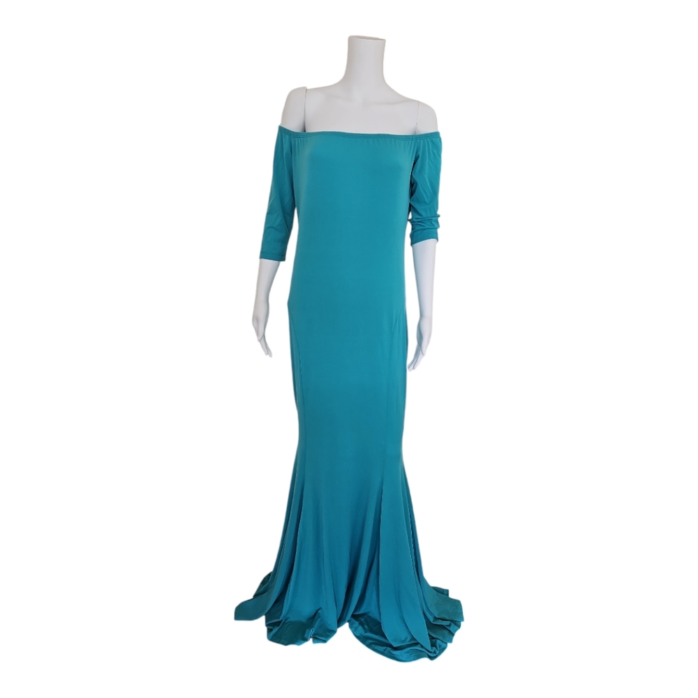 Ducci Teal Off-Shoulder Maxi Dress – Size XL
